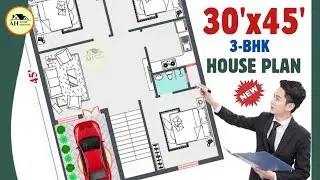 Perfect 30'x45' House Plan | 30*45 House Plan with Car Parking | 30 by 45 Home Design | #floorplan