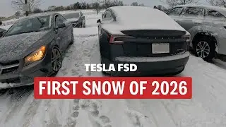 First Snow of 2026 &ndash; FSD on Unplowed Road
