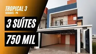 Sobrado 3 Suítes por R$ 750 Mil - Tropical 3, Cascavel - PR