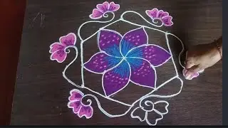 Easy rangoli design using dots 5*3
