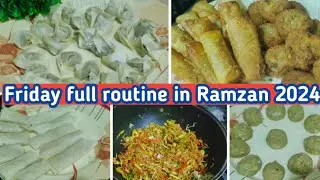 My friday routine in ramzan||chicken vegetables roll homemade||qeema wontons frozen||patato mayo bal