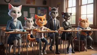 Human-Type Cat Classroom Story 🏫 | School Bell Rings & Students Leave | Cinematic Animated Film