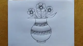 Very Easy and Simple Flower pot drawing| Flower Vase drawing| Pencil drawing| How to draw Flower pot