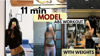 My 11 min abs + small waist workout routine as a model with weights 