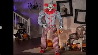 6-ft Clown with Toy Bear by Haunted Living | Halloween Animatronic Free Standing Figure Decoration