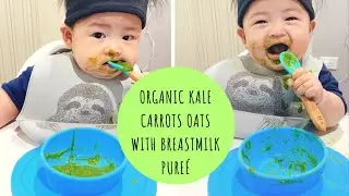 VEGETABLE PUR&Eacute;E FOR BABIES 6 MOS + | KALE, CARROTS, OATS with BREASTMILK | BABY FOOD RECIPE |