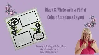 Black & White with a Pop of Colour Scrapbook Layout