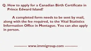How To Apply For A Canadian Birth Certificate In Prince Edward Island?