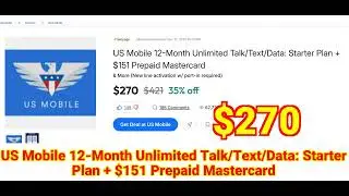 2025-12-21 US Mobile 12-Month Unlimited Talk Text Data Starter Plan + $151 Prepaid Mastercard