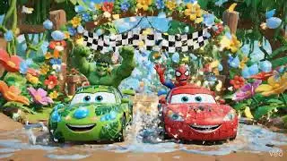 🌧️HULK vs SPIDER-MAN💧 JUNGLE RAIN KIDS CAR RACE #shortsfeed #viral #trending 