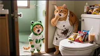 Ginger Kitten Caught Mama Cat Eating in Secret