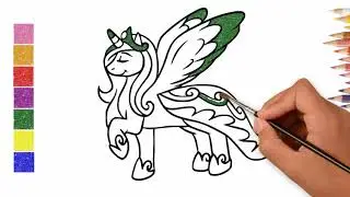 Glitter Unicorn Drawing and coloring  for Kids 🦄
