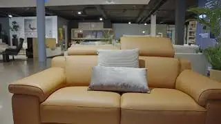 3-zit zetel met 2 elektr. relaxen LIPARI - Cognac leder