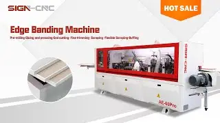 Edge banding machine with pre-milling, adhesive pressing, end cutting, edge scraping, polishing