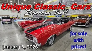CLASSIC CARS FOR SALE !! LOT WALK ! Unique Classic Cars January 8 2026 - muscle cars - hot rods