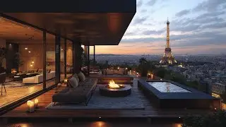 Luxury Jazz Music Paris Rooftop View for Relaxing Evening Ambience under Eiffel Tower