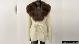 Knitting Cardigan Women Winter Real Fox Fur Coat Long Sleeve Fashion Warm Female Hooded Natural Racc