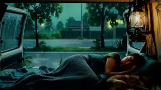 Cozy Rain Sounds for Sleeping Instantly - Warm Rainstorm Outside the Car Window