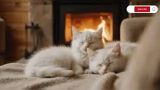 Adorable Kittens Napping by Fireplace 🥹 Ultimate Cozy Vibes for Sleep & Study 🤍