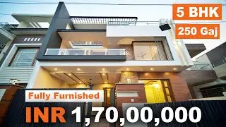 5 BHK 250 Sq Yard Park Facing Ready To Move Villa For Sale With Modern Home Design And Elevation