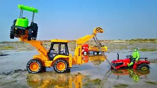  Tractor Accident Mud pulling Out jcb5cx | Jcb tractor Cartoon Video | Truck Accident | CS TOY 2.0