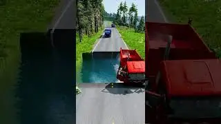 Dump trucks vs massive water pit #13 #beamngdrive #oddlysatisfying #satisfying