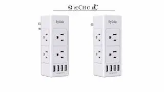 Multi Plug Outlet Extender, EyGde Outlet Splitter with Rotating Plug, 6 Wall Outlet Widely Space