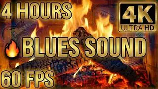🔥 Relaxing 4K Fireplace - 4 Hours Blues Music (2160p HDR 60 FPS)
