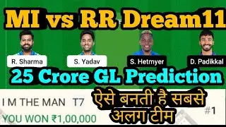 MI vs RR Dream11 Prediction| MI vs RR Dream11 Prediction Team| MI vs RR Dream11|