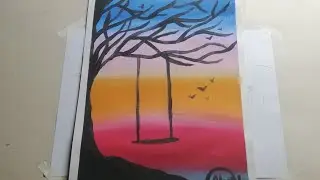 Drawing a beautiful Tree and swing abstract painting. Water colour series Ep #5 |Funky artist