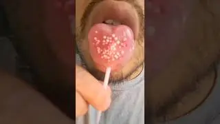 ASMR Heart Shaped Lollipop With Tiny Springles eating sounds mukbang #youtubeshorts  #shorts