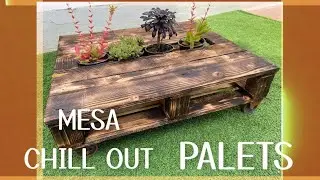 Como hacer mesa chillout con palets y ruedas. MESA JARDINERA. De pales