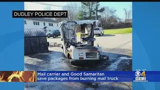 USPS truck goes up in flames in Dudley; Good Samaritan helps carrier save mail