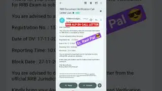 RRB ALP DV CALL LETTER | RRB Bhopal #alp #rrb