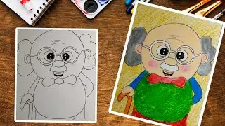 How to draw old man, Grandfather Drawing for kids,painting and Coloring  for kids and Toddlers