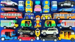 Diecast Vehicle Video for Kids 🚓🚍Police Car, Construction Truck, City Bus & Baby Bus
