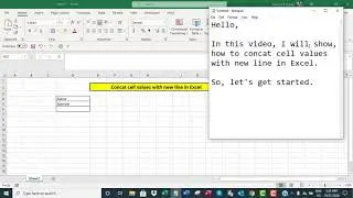 Concat cell values with new line in Excel