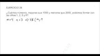 VARIACIONES, PERMUTACIONES Y COMBINACIONES (14), COMBINATORIA, EJERCICIO 26