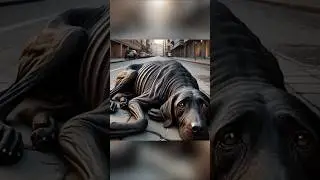 The Sad Life Of A Homeless Black Dog.💔