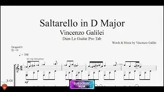 Saltarello In D Major by Vincenzo Galilei for Guitar Tutorial with TABs