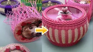No Sew PE Rattan Basket with Acrylic Base  Simple Craft Idea #diy #basket #handmade