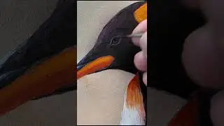 Adding detail to a new king penguin painting 🐧🎨🖌