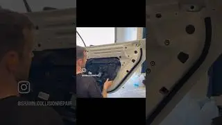Disassembly Tesla Model 3 Rear Door! #tesla #autobody #bodywork #carrepair #automotive #diy