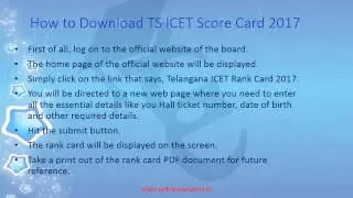 Simple Steps to download TS ICET Rank card 2017