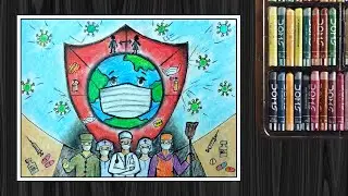 Easy Corona Poster/Picture Drawing | Corona Warriors Drawing | Oil Pastels | Corona Fighters Drawing