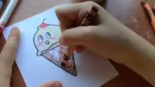 A Time-Lapse of me coloring a Kawaii Ice-cream ||CrafterForever||