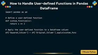 How to Handle User defined Functions in Pandas DataFrame