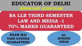 LAW AND MEDIA -1 HINDI MEDIUM IMPORTANT QUESTIONS II BA LLB 3RD SEMESTER II 70% MARKS GUARANTEED II
