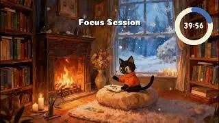 3-HOUR STUDY WITH ME 🕯️ Cozy Library with Fireplace | Deep Focus Lofi | Pomodoro 50-10