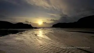 Video showing sunset over Porth Dafarch beach, Anglesey, North Wales